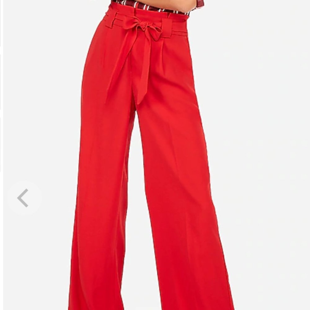 Used EXPRESS High Waisted Paperbag Wide Leg Pant